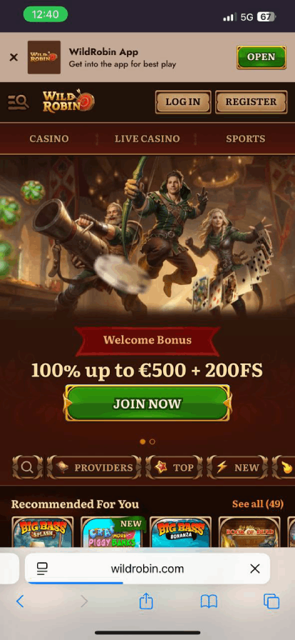 Wild Robin Casino — mobiel